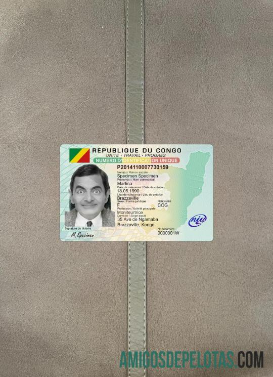 Congo ID Card olhar de foto frente exemplo